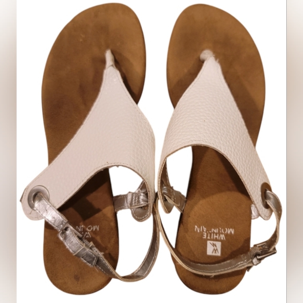 White Mountain Sandals - White and Silver - Size 7.5